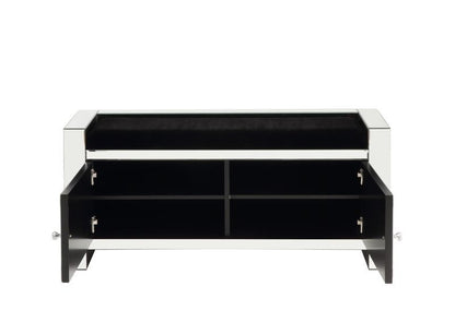Noralie - 47" Bench With Storage - Mirrored & Faux Diamonds