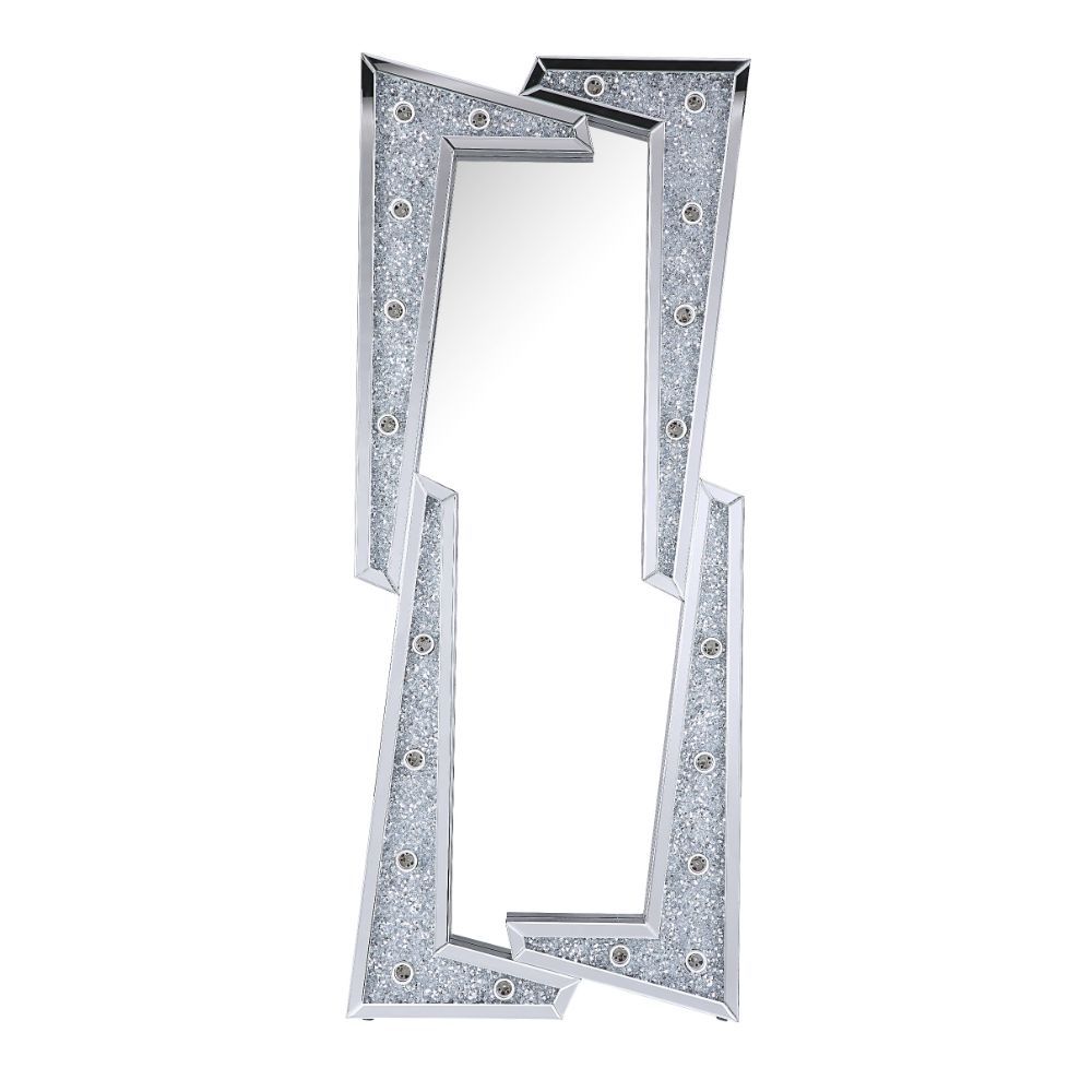Noralie - 63" Floor Mirror - Mirrored & Faux Diamonds
