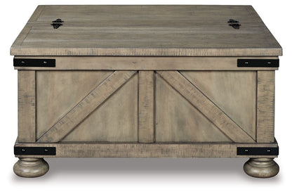 Aldwin - Cocktail Table With Storage - Square - Gray