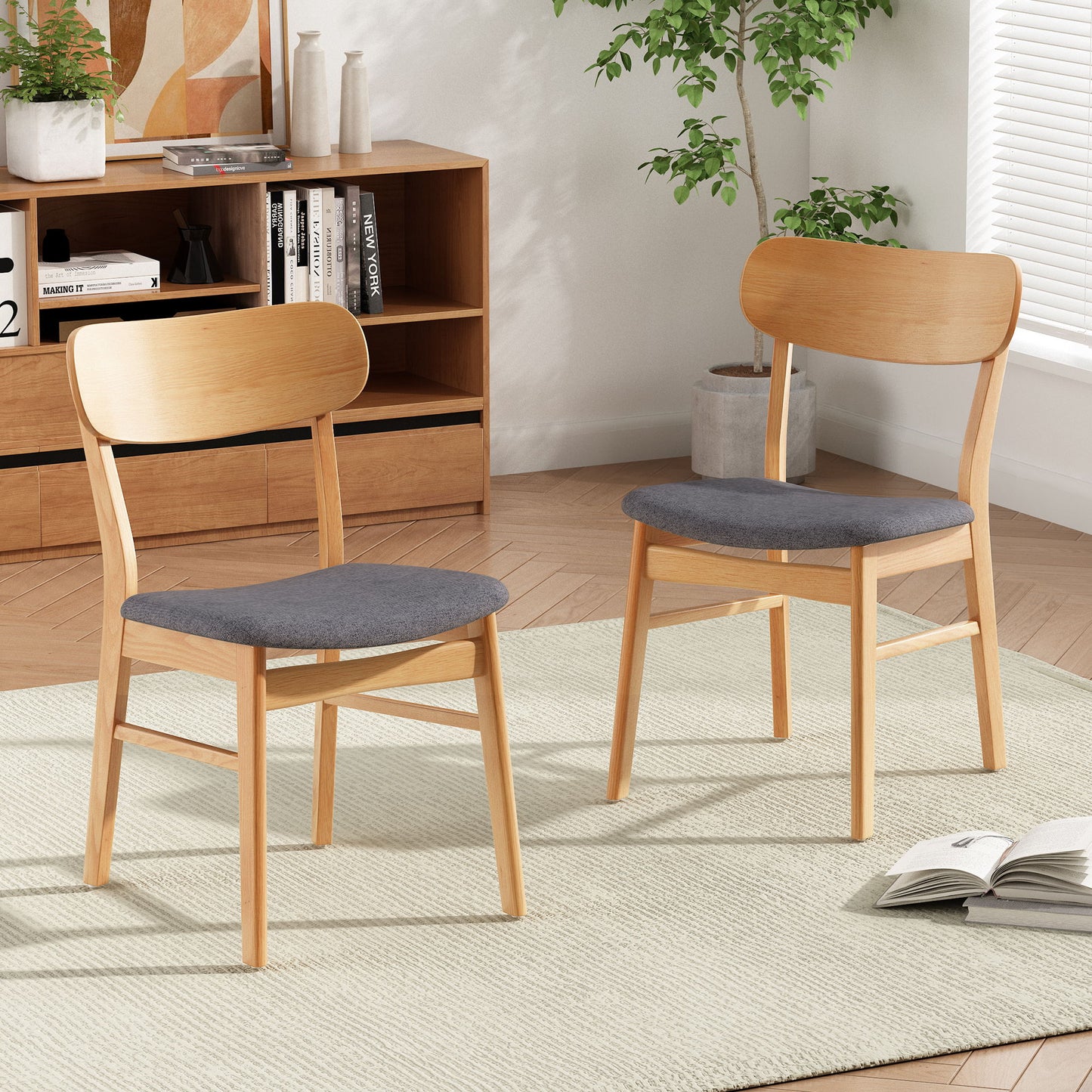 Dining Chairs With Cushioned Seat (Set of 2)
