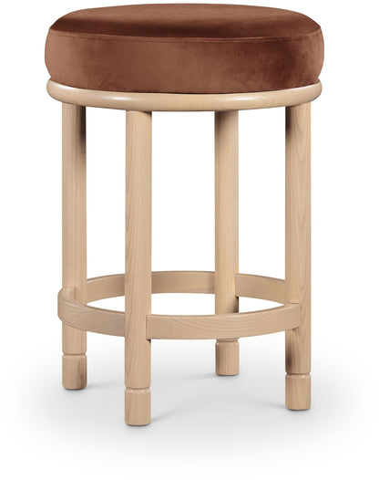 Monette - Counter Stool With Natural Base - Cognac