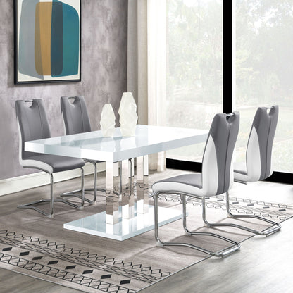 Creston - 5 Piece Dining Set With Upholstered Chairs - Gloss White