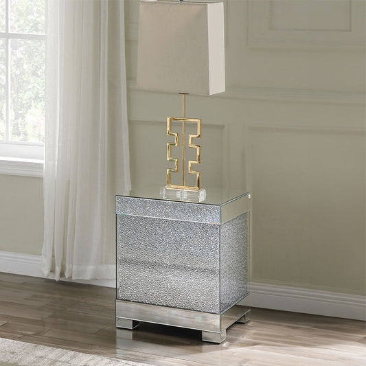 Mallika - End Table - Mirrored & Faux Round Crystals