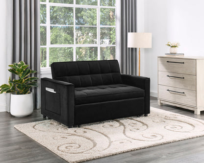Maeve - Convertible Sleeper Loveseat With Tufting and Side Pocket - Black