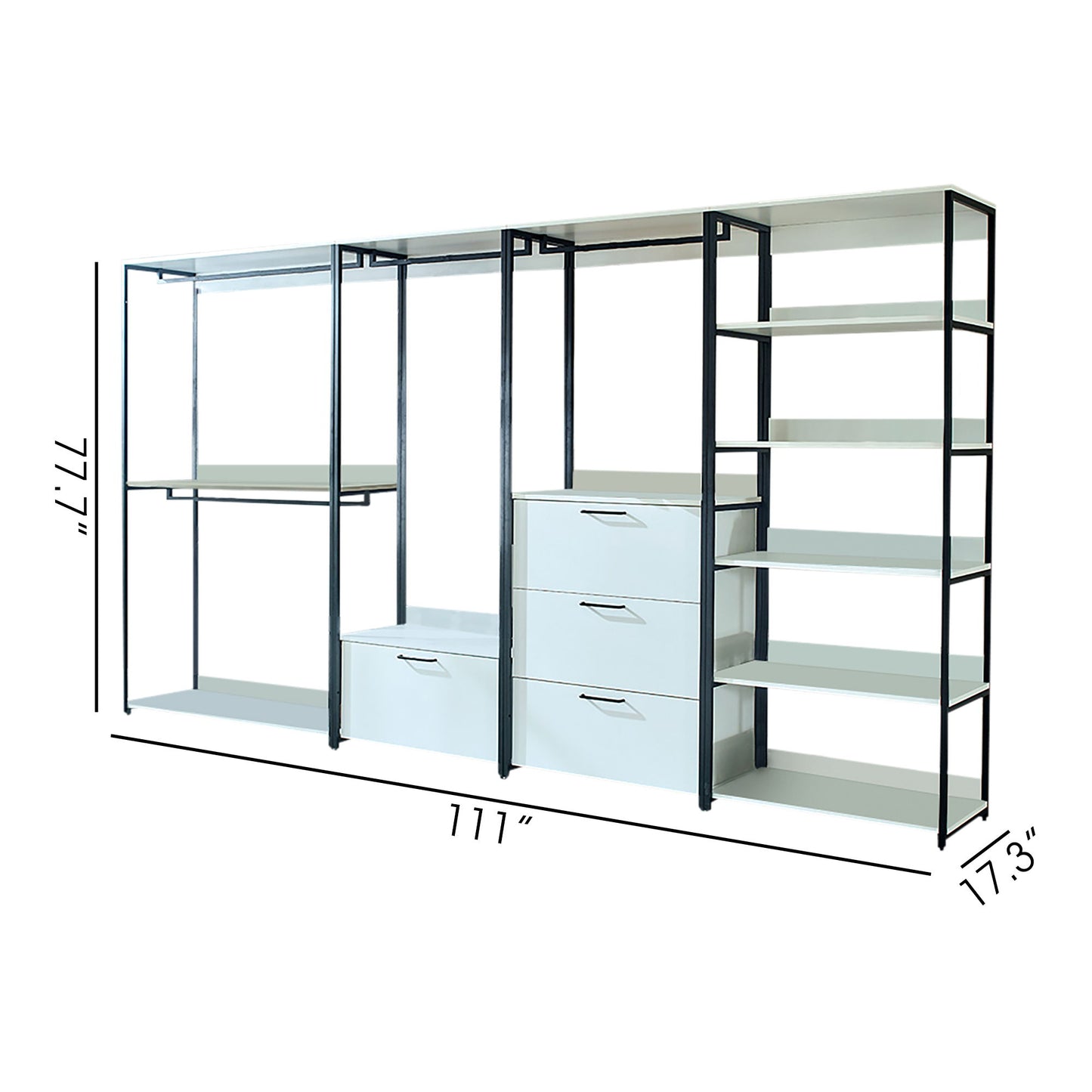 Fiona - Freestanding Walk-In Closet System, Extra Storage Space - White