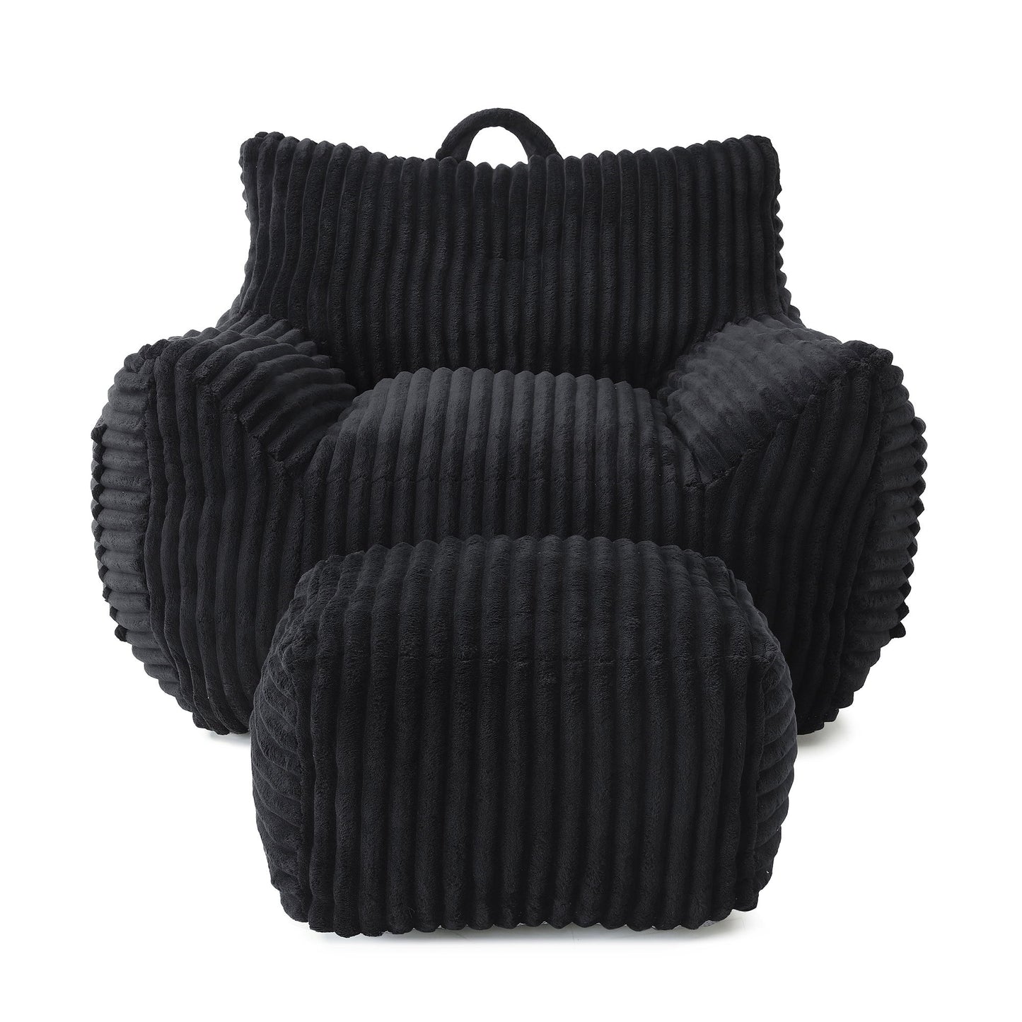 Giant Bean Bag Chair With Armrests And Footstool