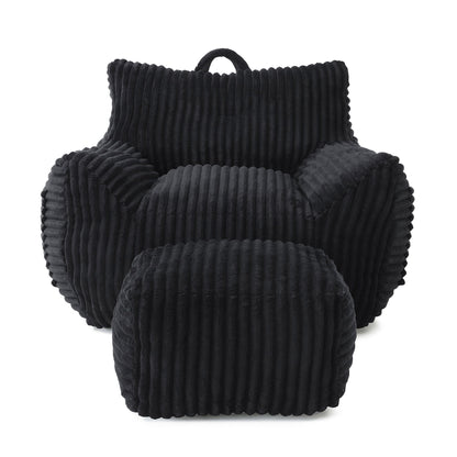 Giant Bean Bag Chair With Armrests And Footstool
