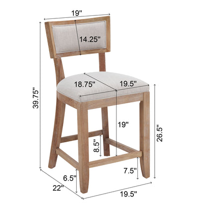Upholstered Counter Height Bar Stools With Comfy Back (Set of 2)