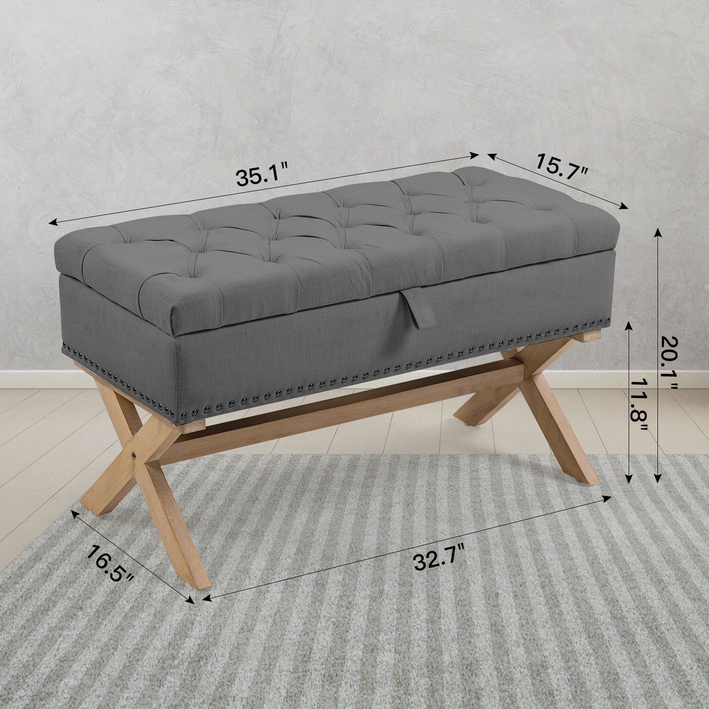 Storage Ottoman, Button-Tufted Ottoman Storage Bench, Ottoman With Storage