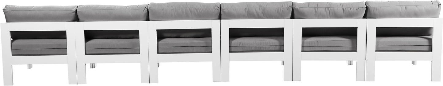 Nizuc - Outdoor Patio 6 Seat Armless Modular Sofa With White Frame
