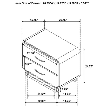 Tully - 2 Drawer Nightstand - Nutmeg Brown
