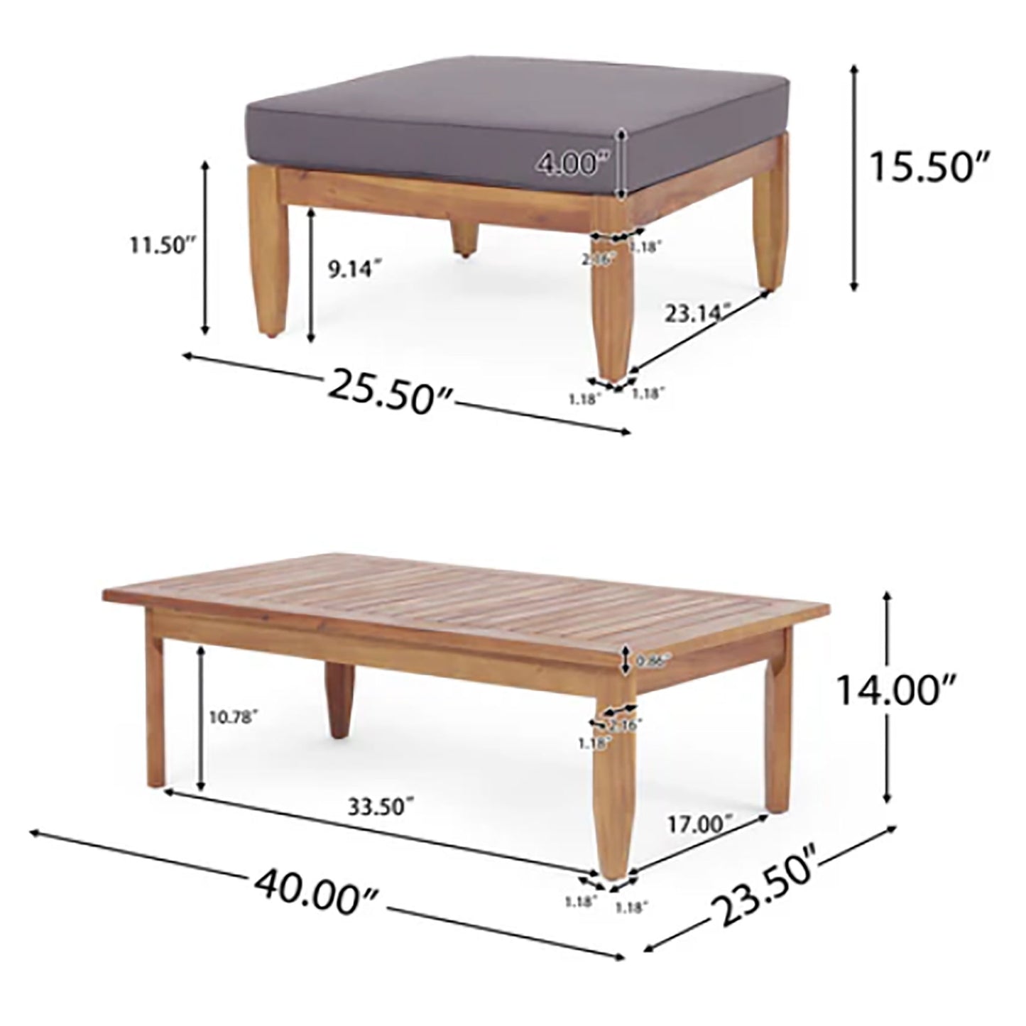 Urbanek - Acacia Wood Outdoor Conversation Set - Teak