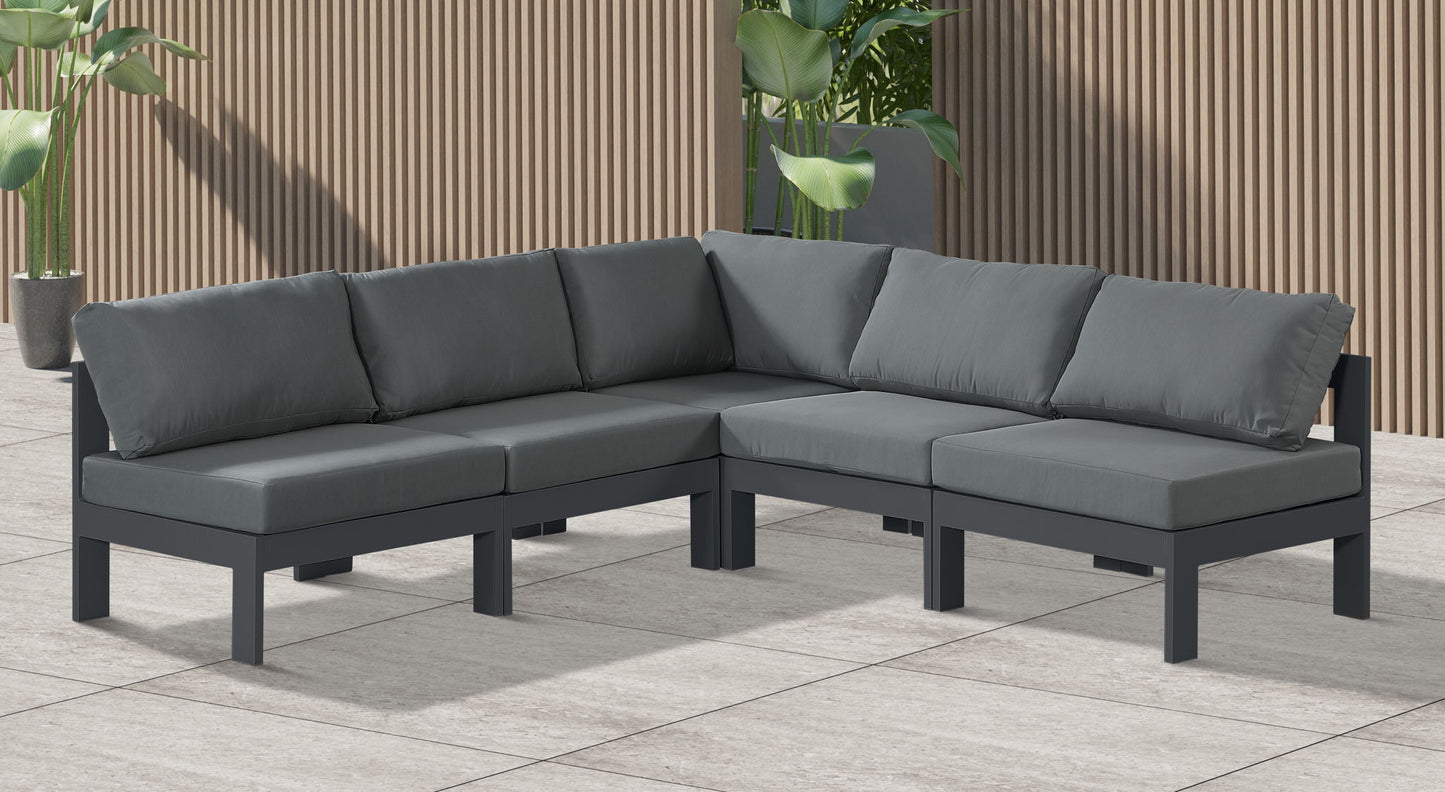 Nizuc - Outdoor Patio 5 Piece Modular Sectional With Gray Frame