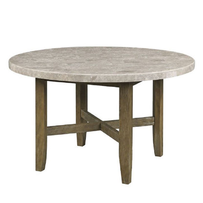 Karsen - Dining Table With Marble Top - Natural Marble Top & Rustic Oak