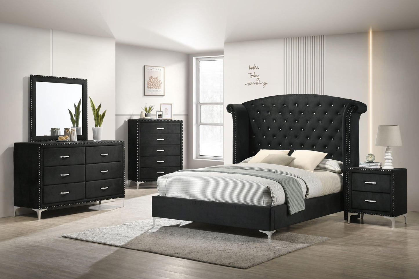 Lucinda - Dresser & Mirror - Black