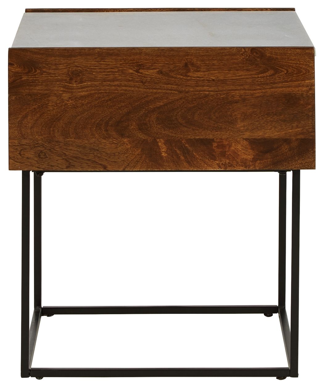 Rusitori - Rectangular End Table - Brown / Beige / White