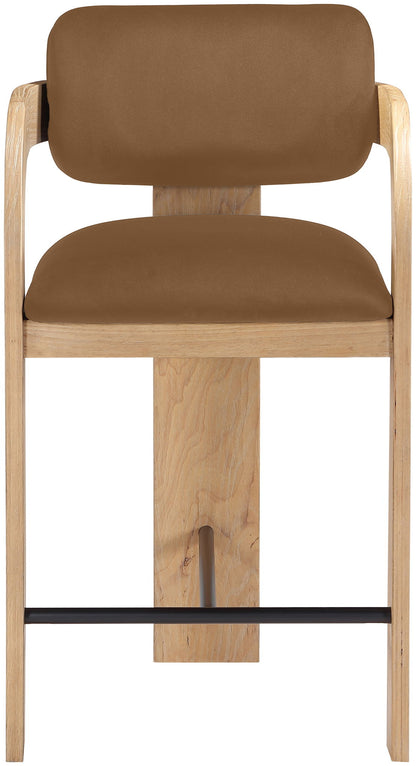 Cedra - Velvet Performance Fabric Upholstered Counter Stool - Natural Frame
