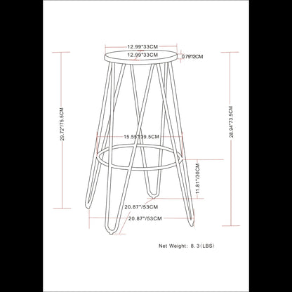 Simeon - Multifunctional Metal Stool With Wood Seat