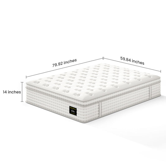 14'' Hybrid Mattress, Memory Foam & Pocket Springs For Pressure Relief