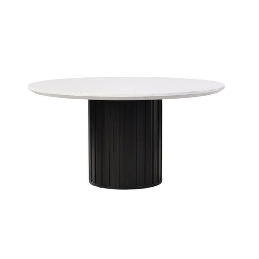 Jaramillo - Round Dining Table With Engineered Marble Top - Engineered Marble Top & Black