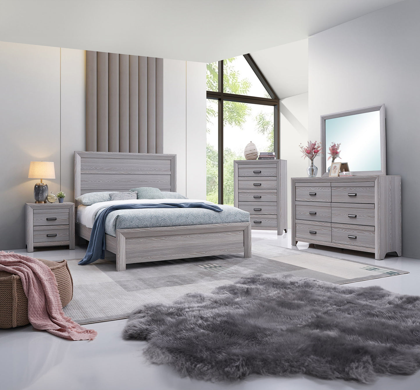 Adelaide - Queen 5 Piece Bedroom Set - Drift Wood
