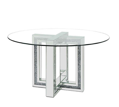 Noralie - Round Dining Table - Mirrored & Faux Diamonds