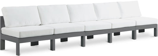 Nizuc - Outdoor Patio 5 Seat Modular Armless Sofa With Gray Frame