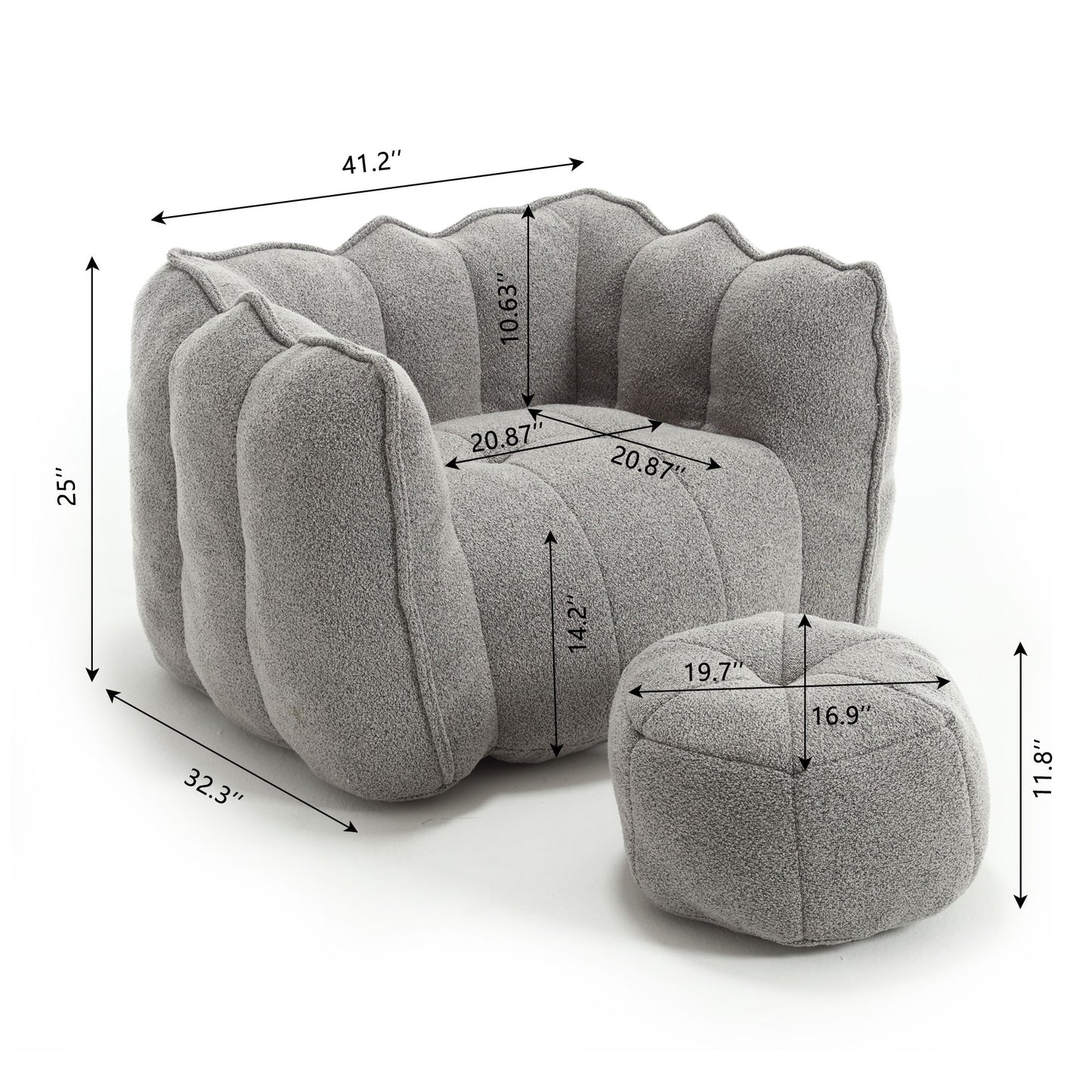 Soft Bean Bag Chair With High Resilient Foam