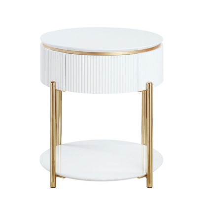 Daveigh - End Table - White High Gloss & Gold