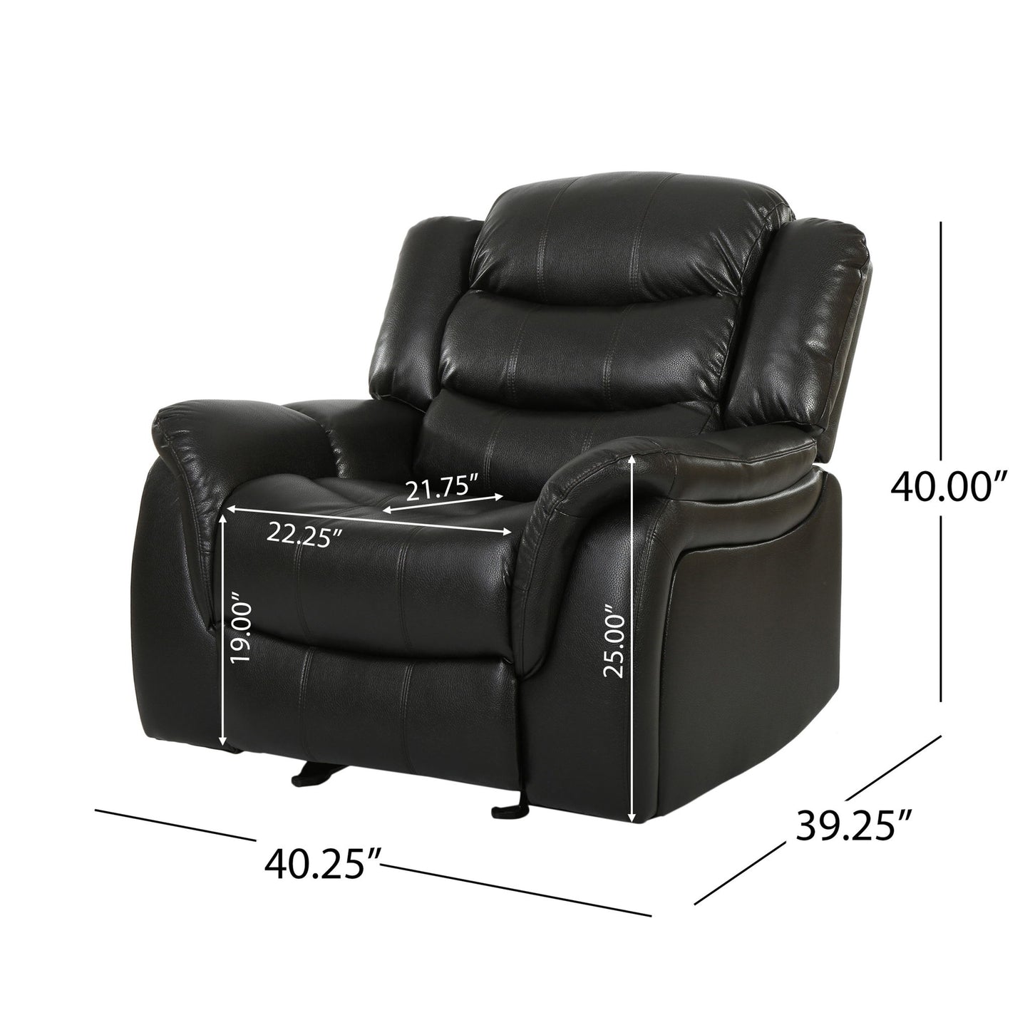 Classic Design Recliner, Upholstery Recliner, Glider Recliner - Black Berry