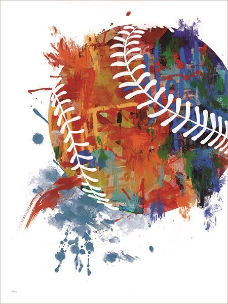Baseball Splash By Cat Thurman Designs (Framed) - Orange