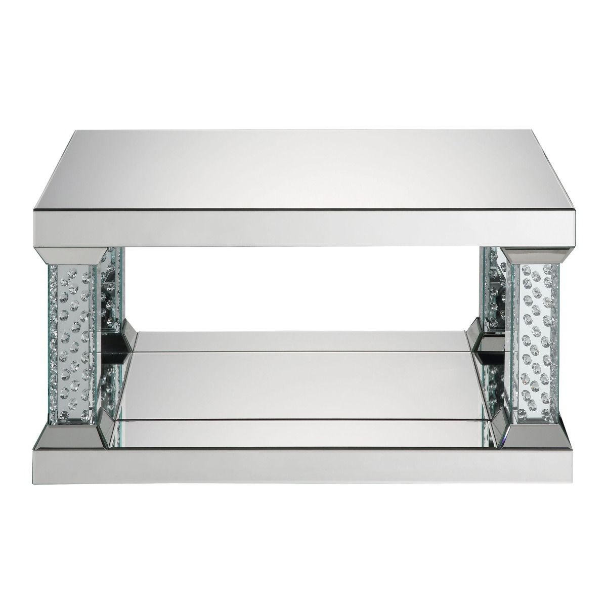 Nysa - 36" Coffee Table - Mirrored & Faux Crystals