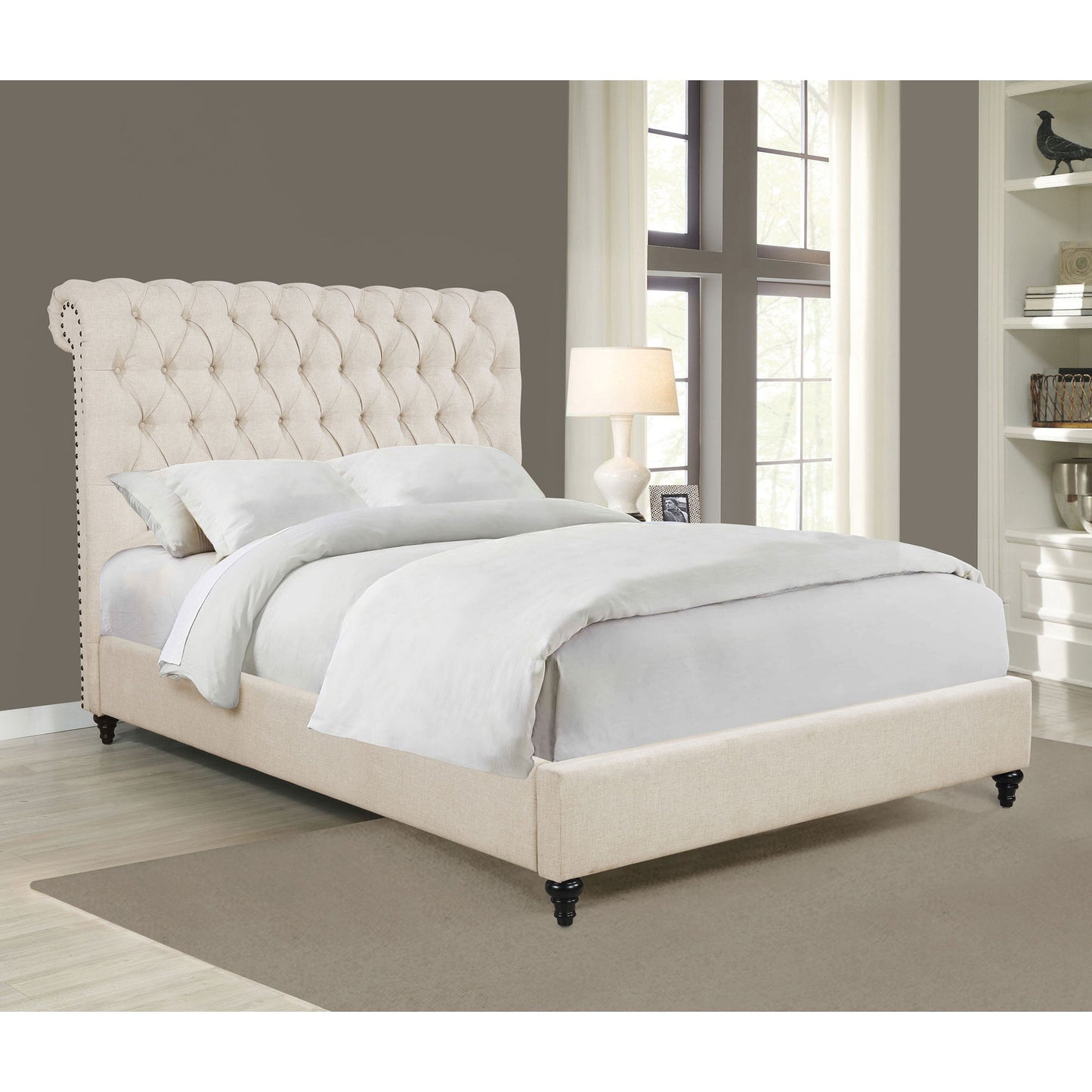 Clemence - Tufted Upholstered Bed With Rolled Back Design
