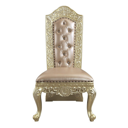 Vatican - Side Chair (Set of 2) - Synthetic Leather & Champagne Silver