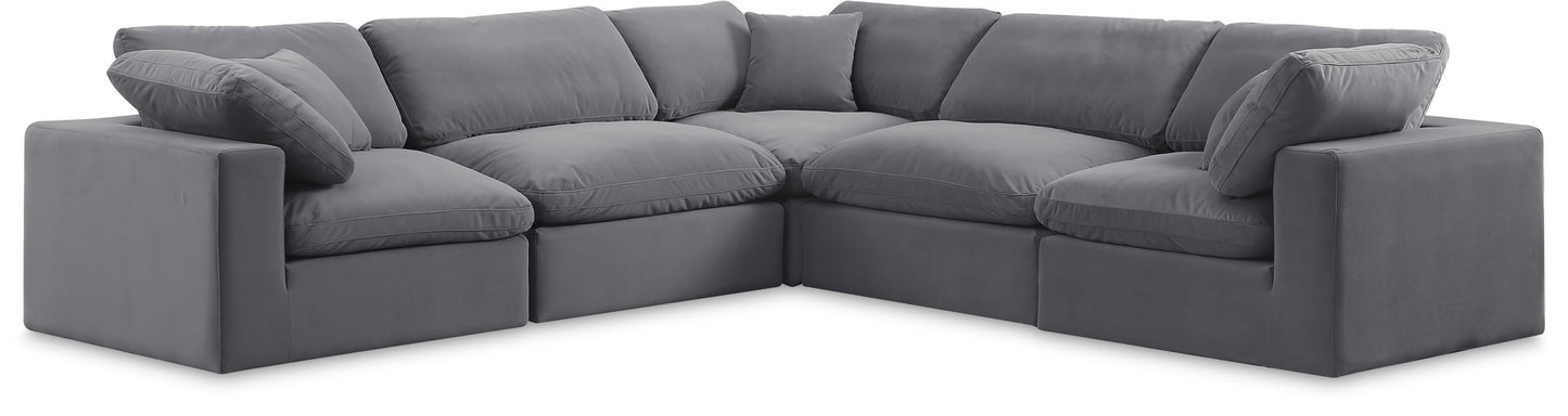 Comfy - 5 Piece Velvet Modular Corner Sectional
