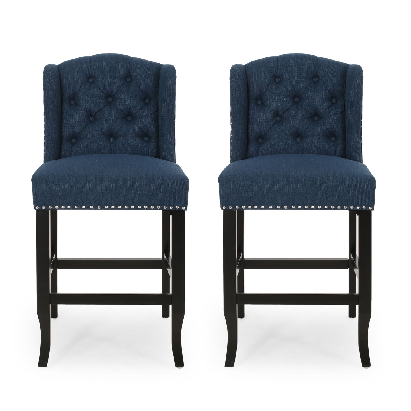 Vienna - Fabric Tufted Counter Stool With Nailhead Accents (Set of 2)