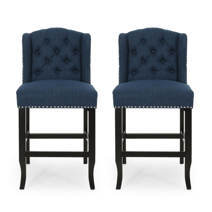 Vienna - Fabric Tufted Counter Stool With Nailhead Accents (Set of 2)