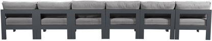 Nizuc - Outdoor Patio 6 Seat Armless Modular Sofa With Gray Frame