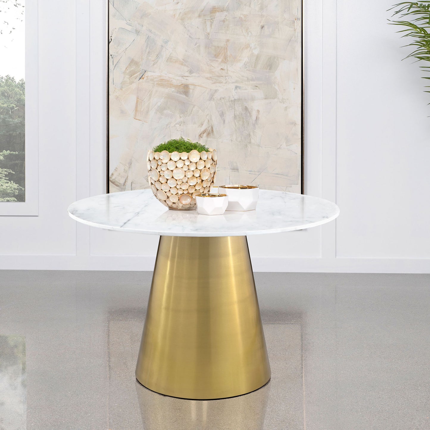 Earline - Round Dining Table - White Marble