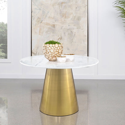Earline - Round Dining Table - White Marble