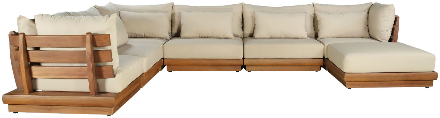 Mirella - 7 Piece Water Resistant Fabric Upholstered Outdoor Patio Modular Sectional