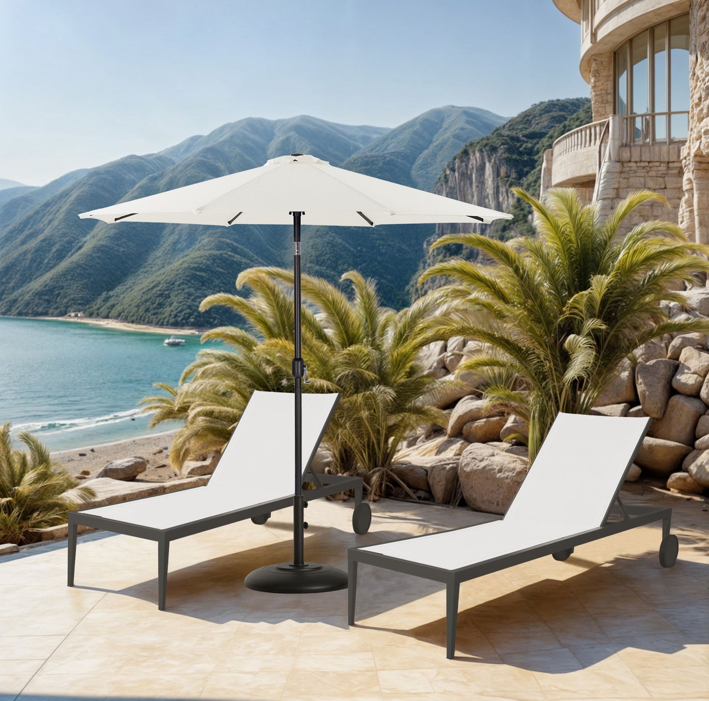 Fiji - Aluminum Patio Umbrella With Round Black Base