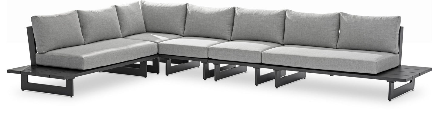 Maldives - 5 Piece Water Resistant Outdoor Patio Modular Sectional With Gray Base