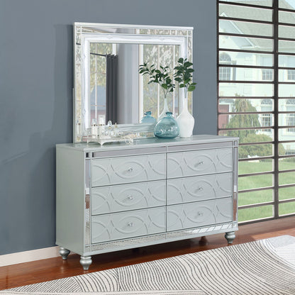 Arabesque - 6 Drawer Dresser With Mirror - Silver