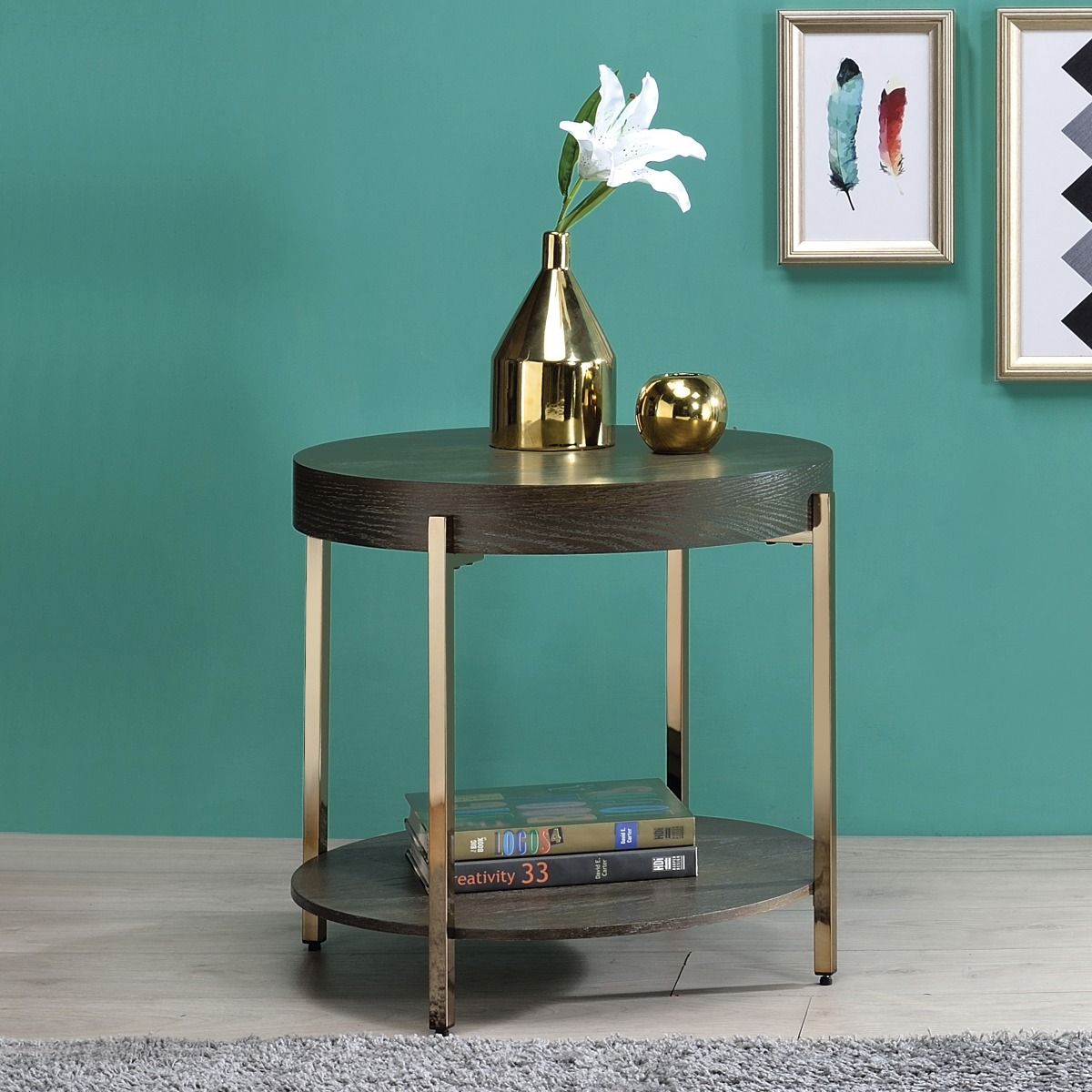 Weyton - End Table - Light Brown & Champagne
