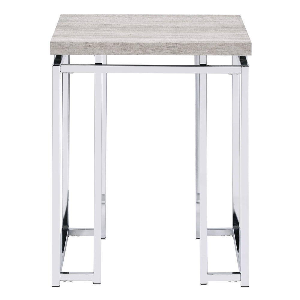 Chafik - End Table - Natural Oak & Chrome