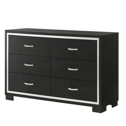 6 Drawer Dresser With Handles Bedroom Furniture - Black