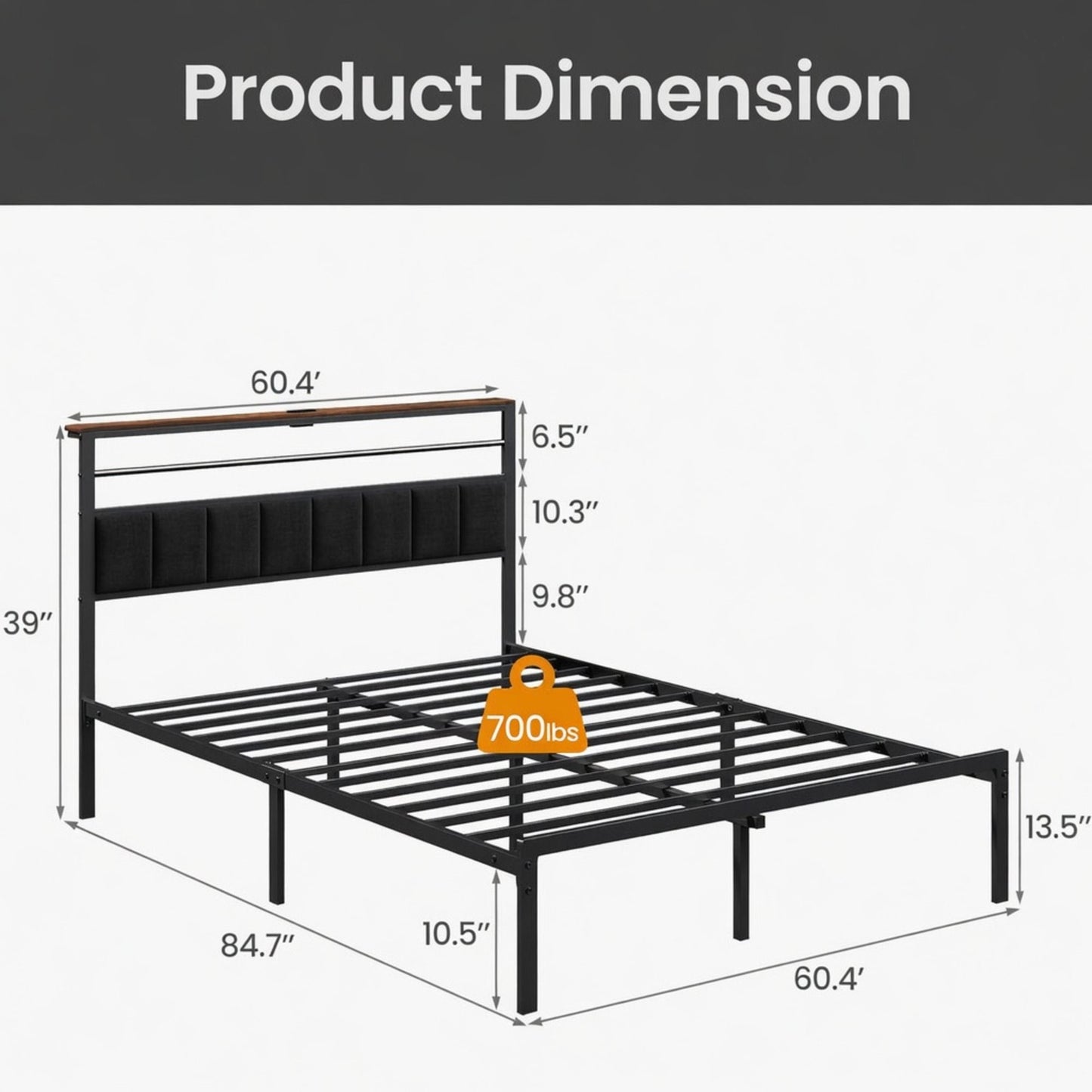Platform Bed Frame With Charging Station & Headboard Storage