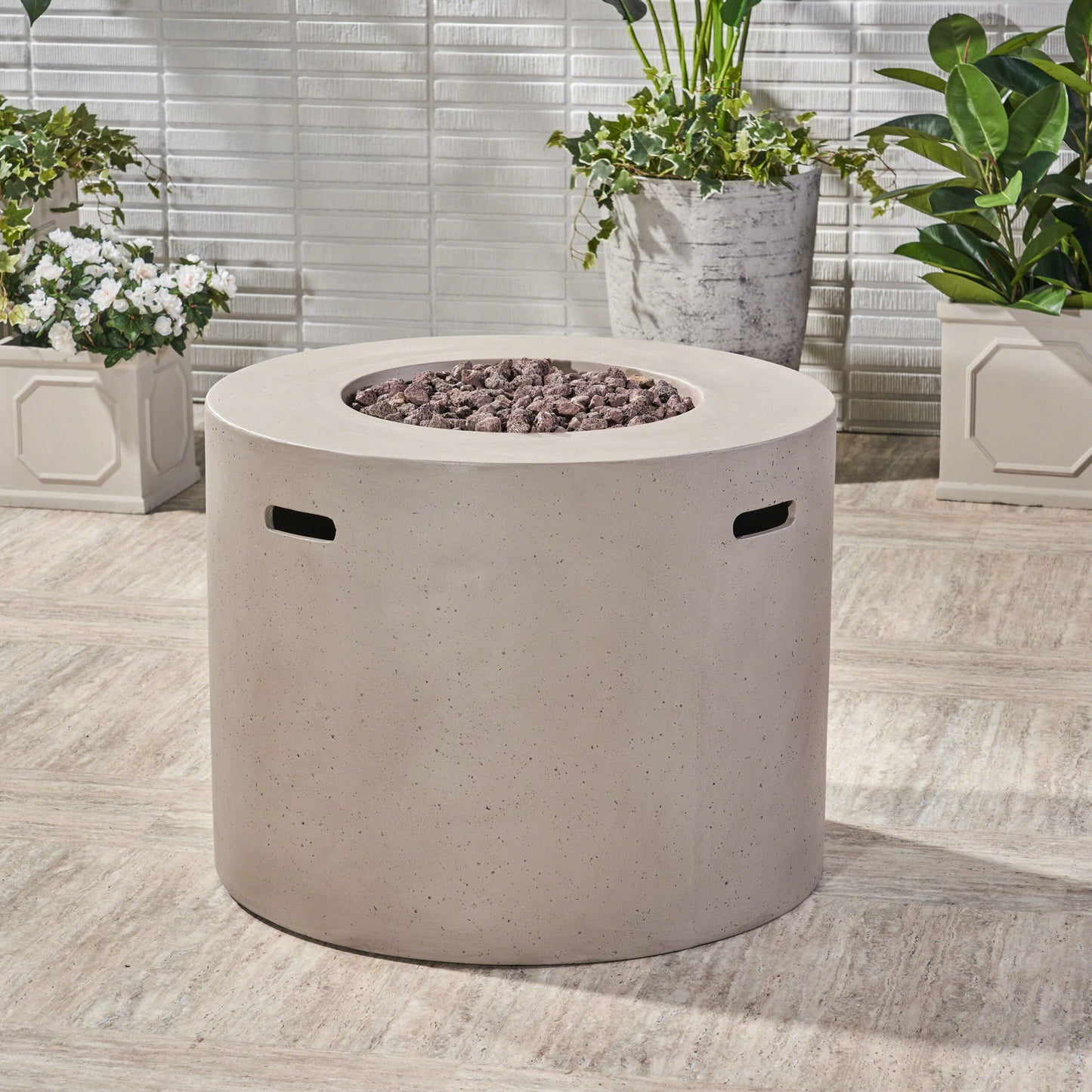 Round Iron Fire Pit With 40, 000 Btu
