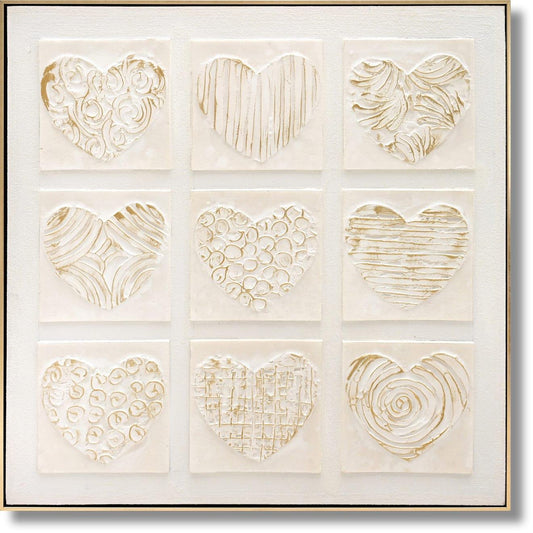 Ivory Embossed Hearts - 32" x 32" Framed Wall Art